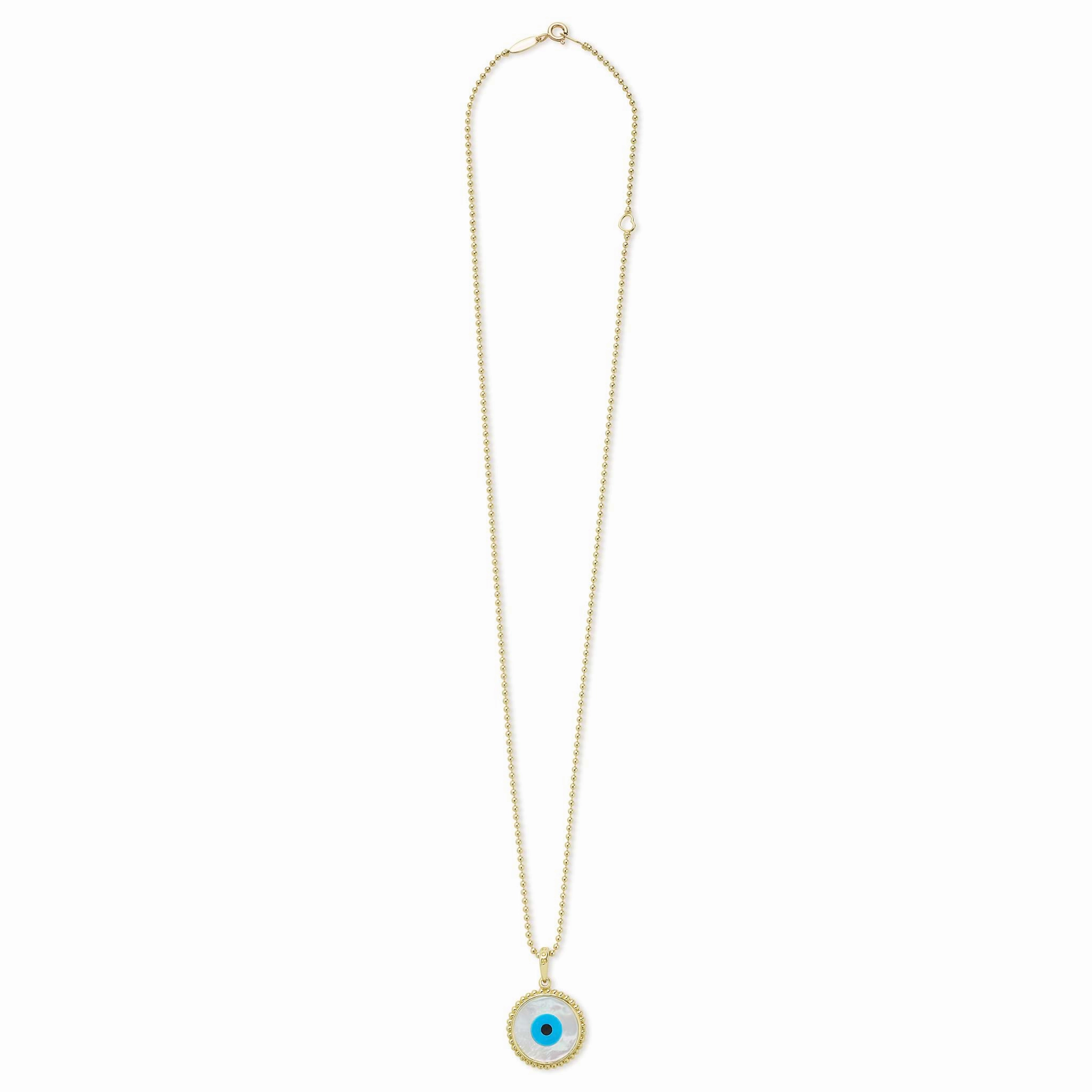 Rare Wonders 18K Gold Mother Of Pearl Evil Eye Pendant Necklace