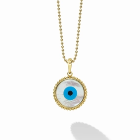 Rare Wonders 18K Gold Mother Of Pearl Evil Eye Pendant Necklace