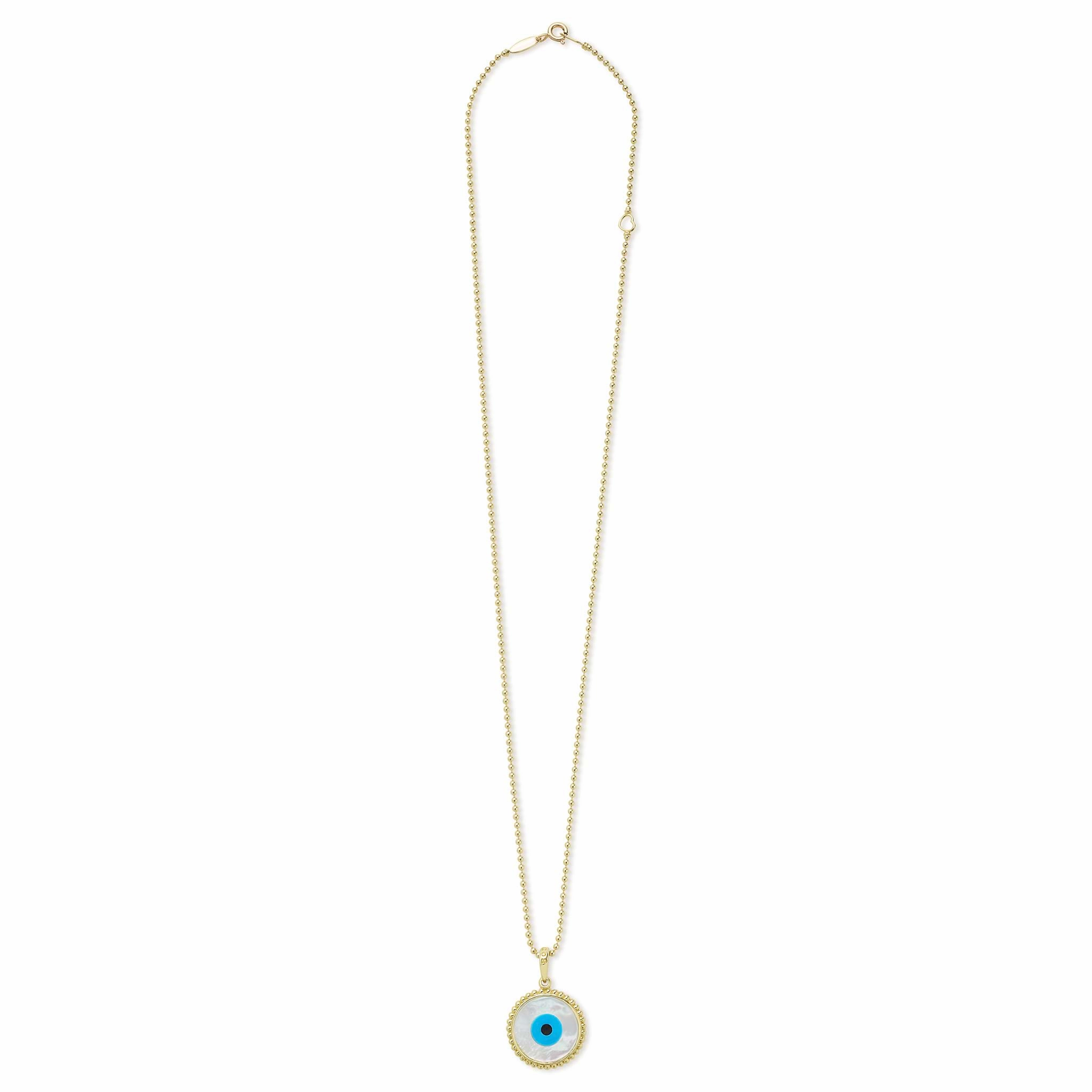 Rare Wonders 18K Gold Mother Of Pearl Evil Eye Pendant Necklace