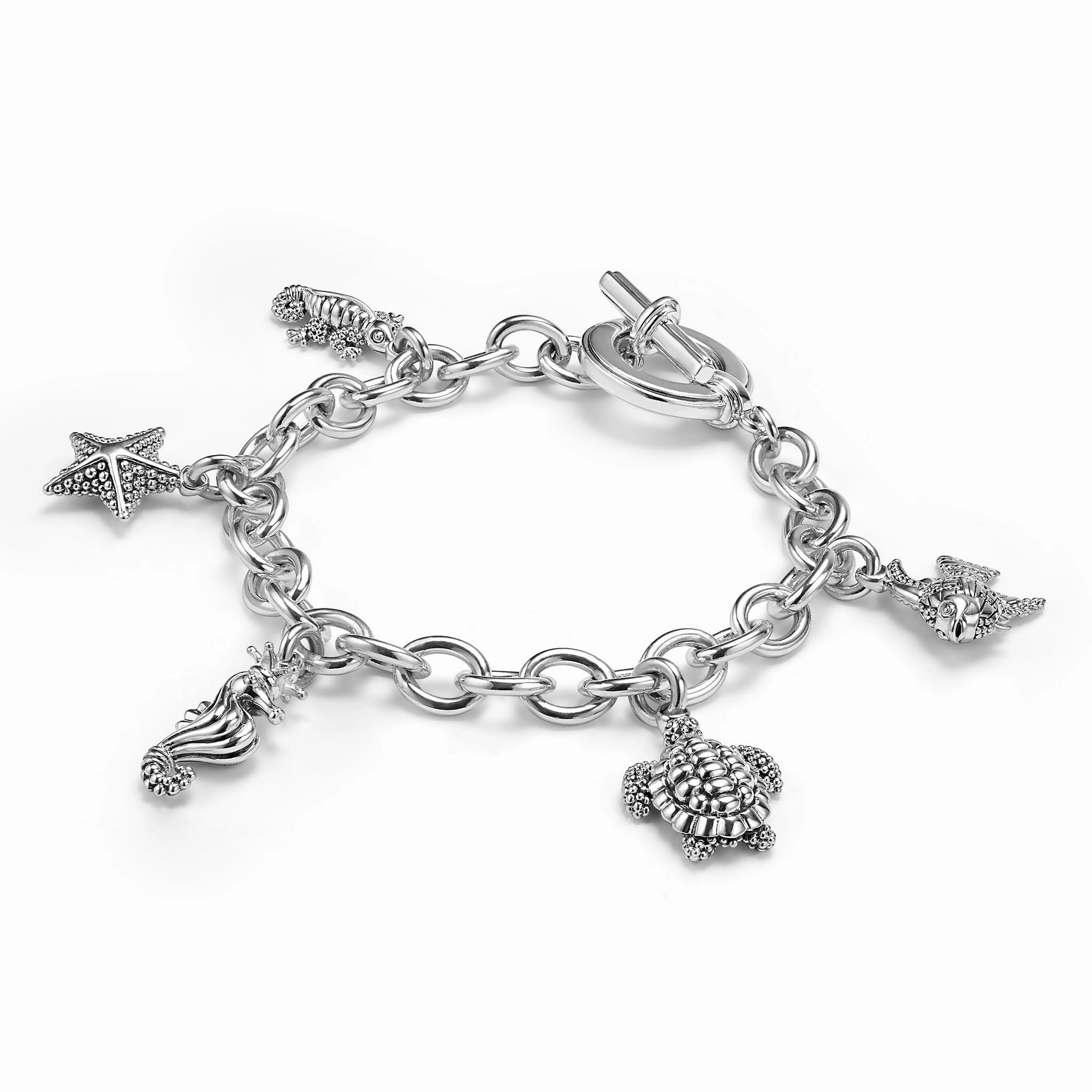 Rare Wonders The Drop Silver Link Beach Charm Bracelet