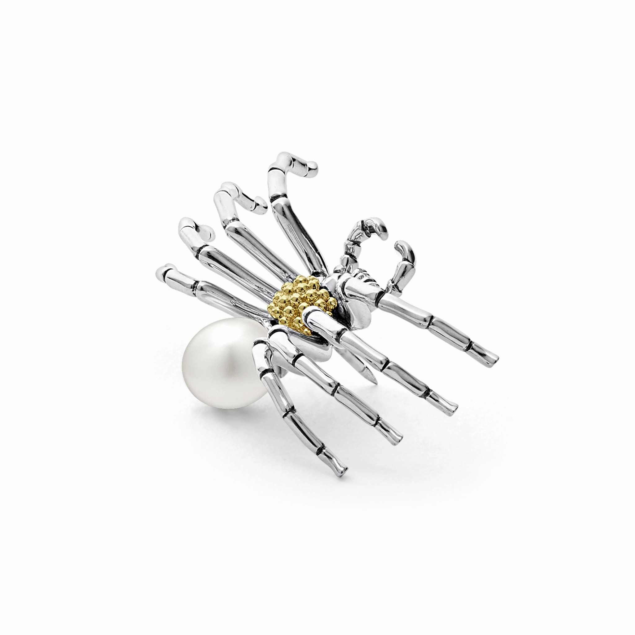 Rare Wonders Two Tone Pearl Spider Pin