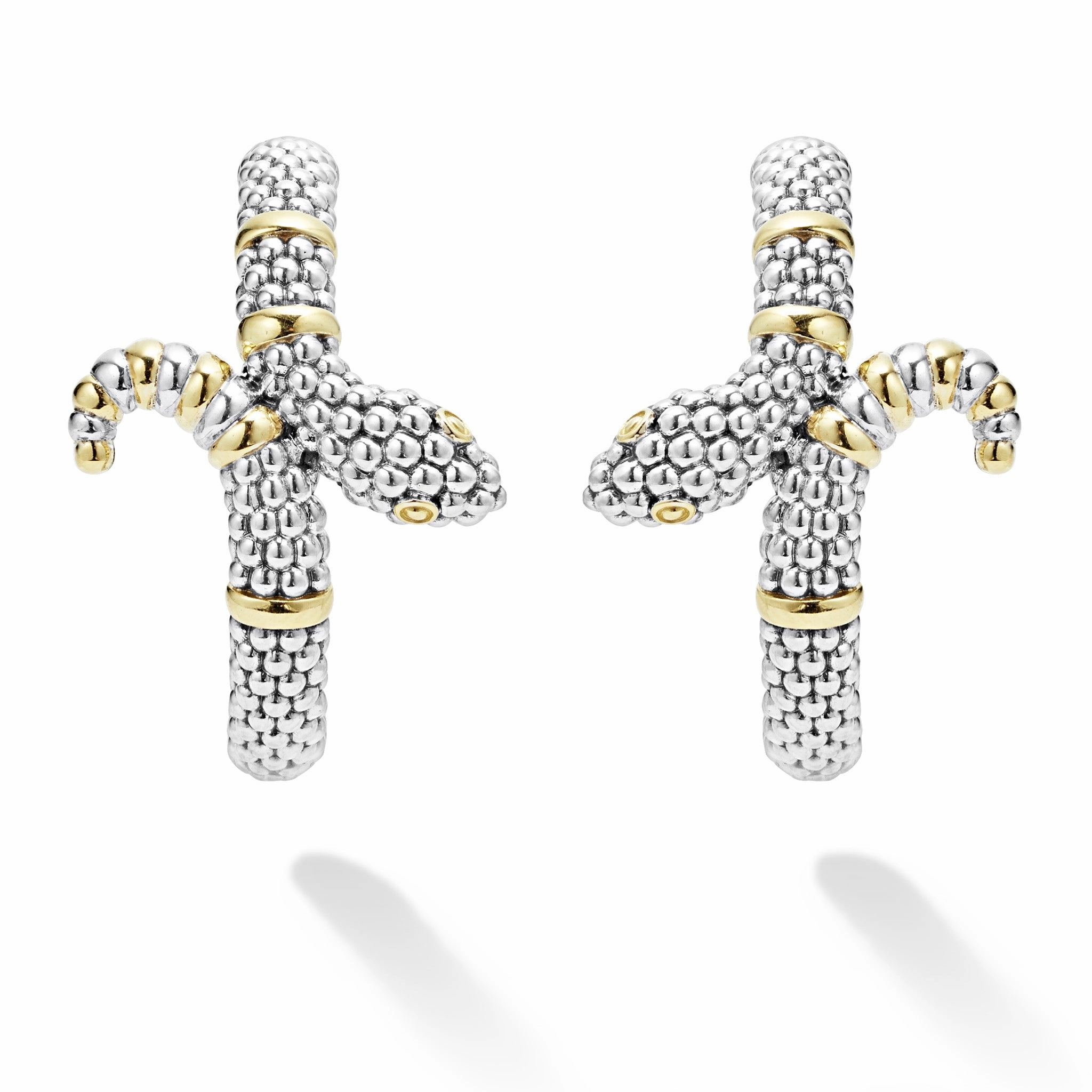 Rare Wonders Two-Tone Snake Hoop Earrings