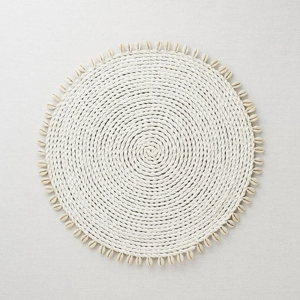 Rattan Shell Placemat, White