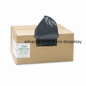 ReClaim Black Recycled Can Liners - 55 to 60 Gallon, 1.25 Mil, 100/Case