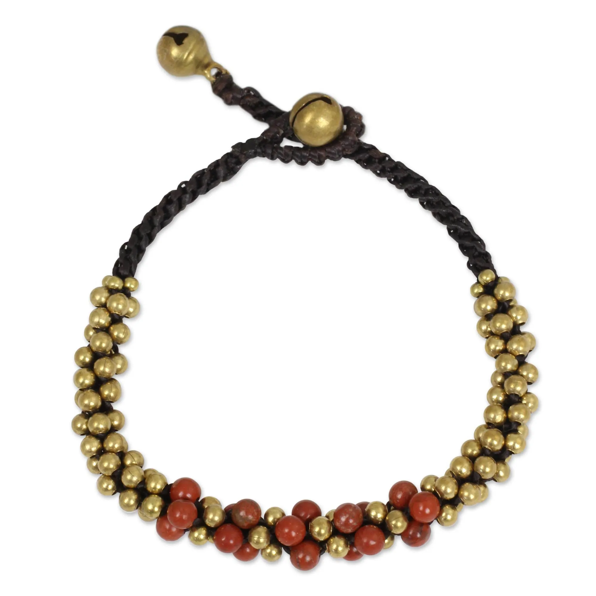 Red Helix Red Jasper and Brass Beaded Bracelet from Thailand