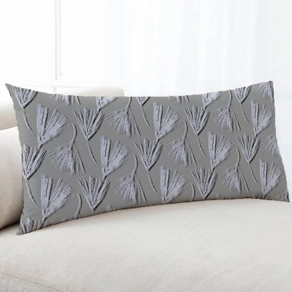 RED PINE IN ECRU Body Pillow By Becky Bailey - Beige, White