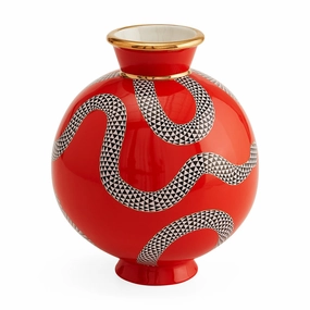 Red Porcelain Round Vase | Jonathan Adler Eden Vase,Glass Vase