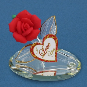 Red Rose "I Love You" Figurine Decorative Mirror,Home Decor Mirror