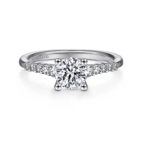 Reed - 14K White Gold Round Diamond Engagement Ring (Setting Only)