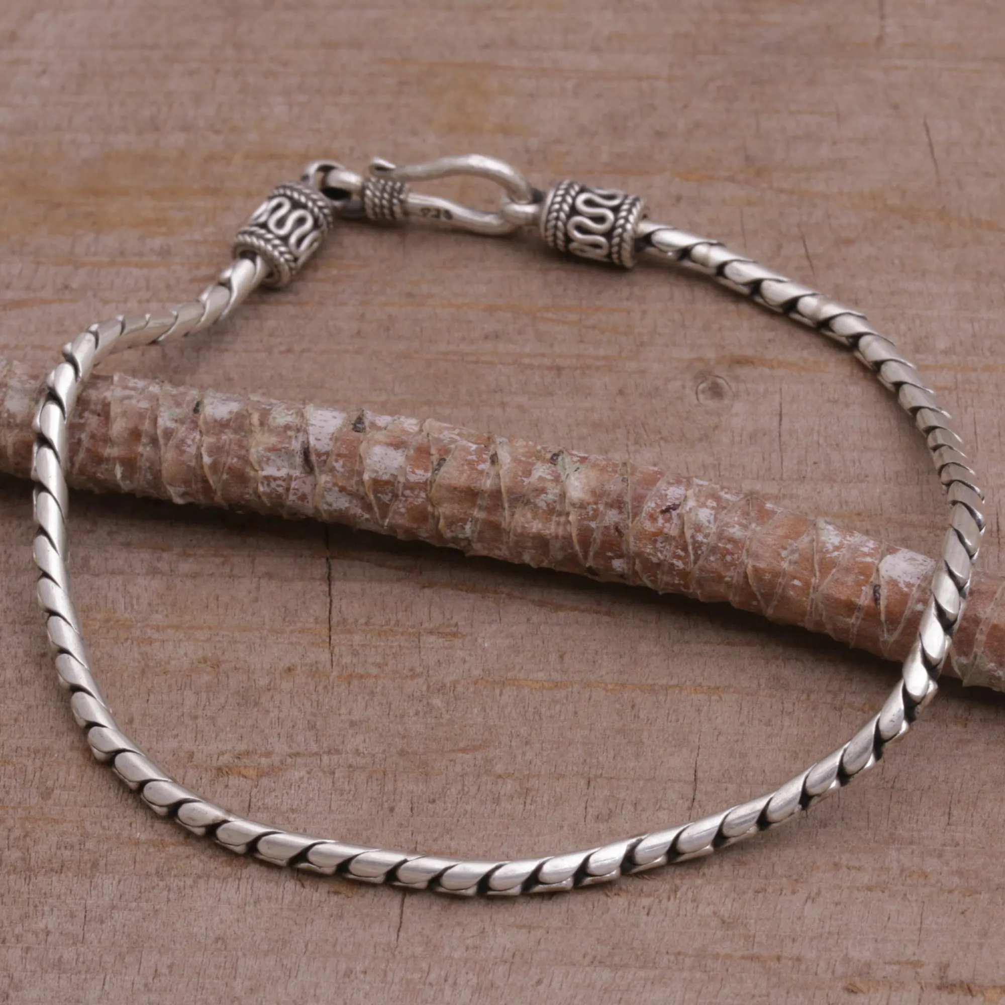 Regal Shine Artisan Crafted Sterling Silver Chain Bracelet from Bali