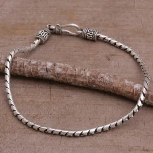 Regal Shine Artisan Crafted Sterling Silver Chain Bracelet from Bali