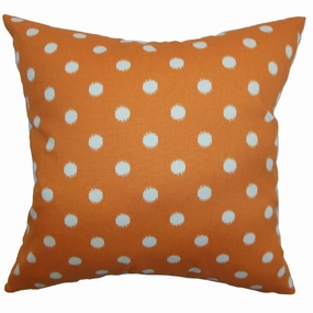 Rennice Ikat Dots Euro Sham Gum Drop Orange Natural pillowcases,cotton pillow covers,bed linen