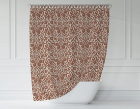 Retro Shower Curtain | Terracotta Beige Pattern Fabric Bath Curtain Lighting,Home Lighting