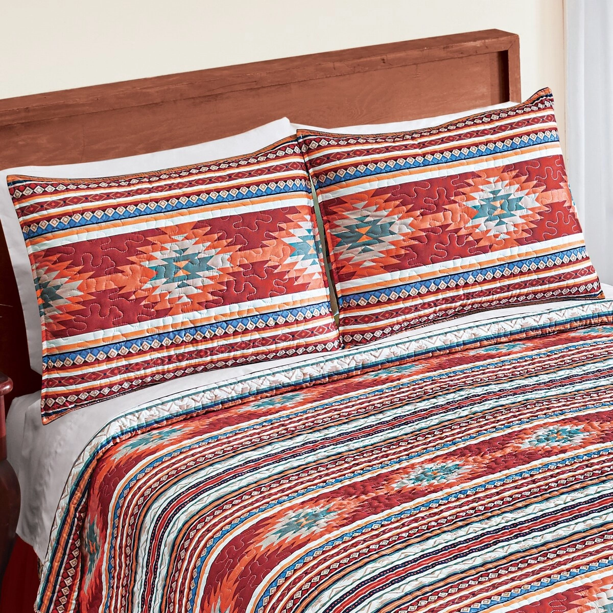 Reversible Southwest Design Polyester and Cotton Pillow Sham