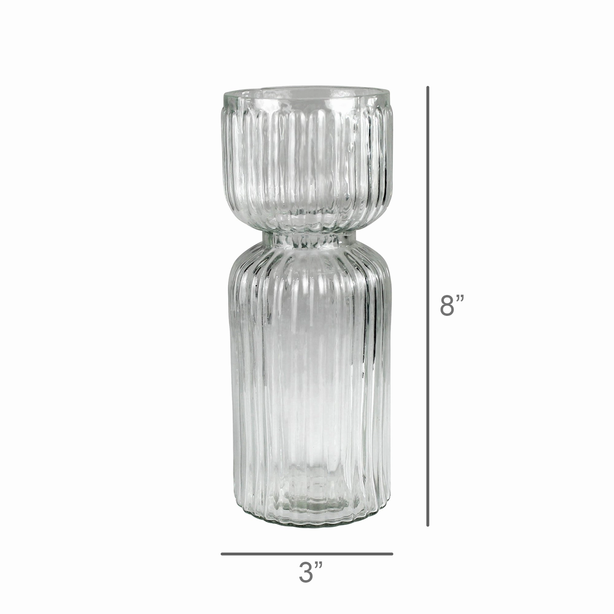Ribbed Bulb Vase, Glass - Lrg