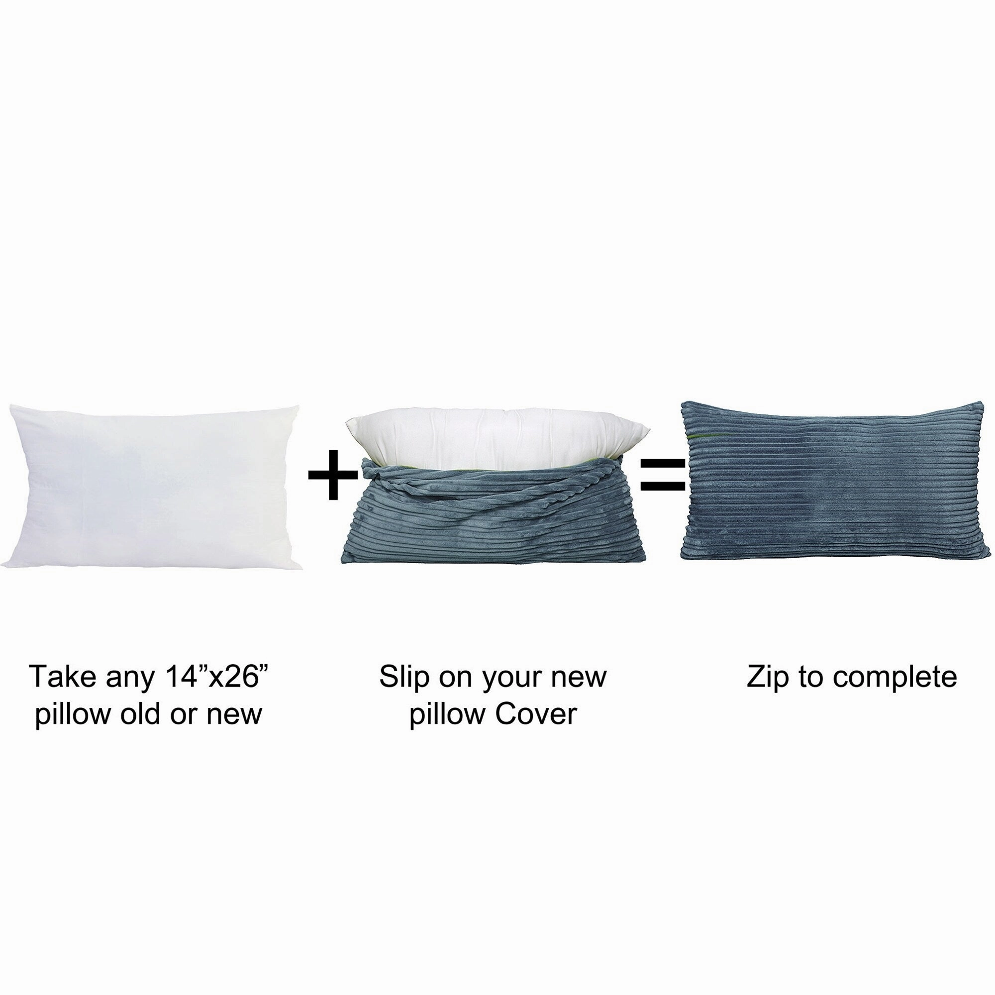 Ribbed Flanned 4 Pieces Pillow Shell Set, NO INSERT