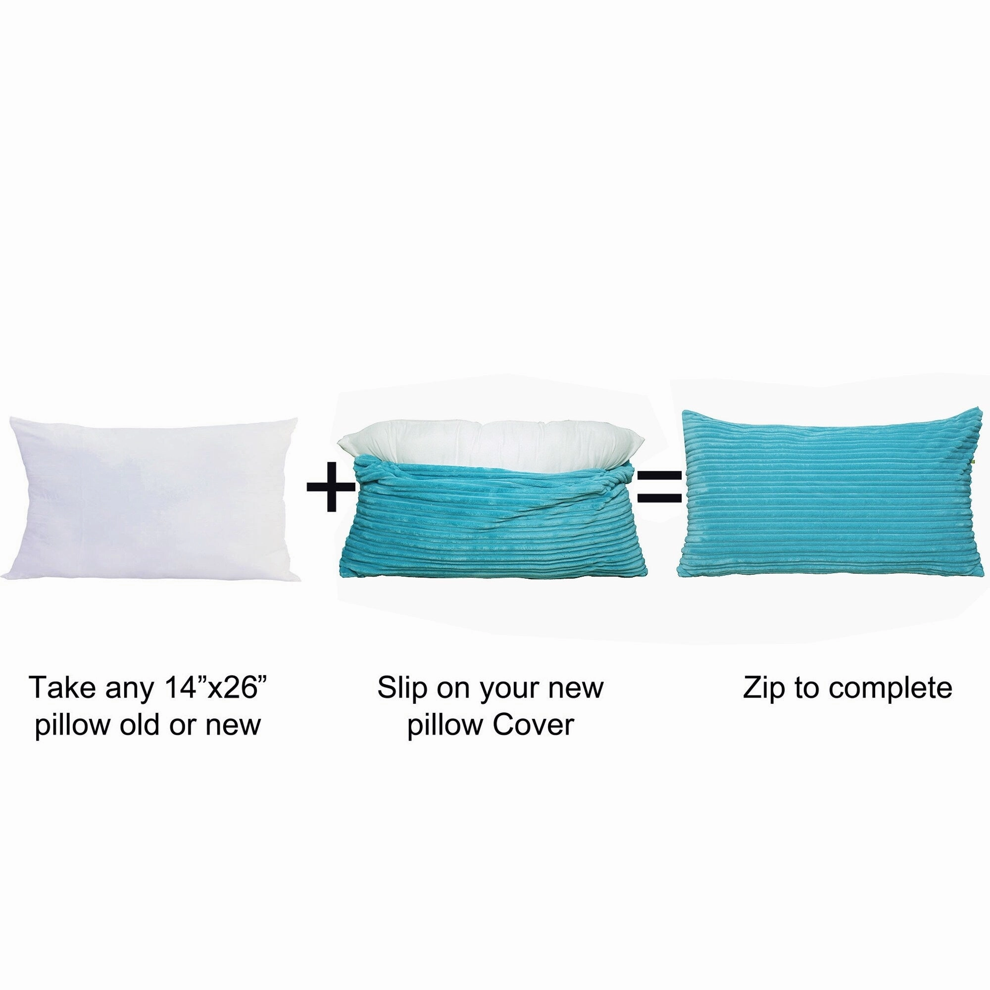 Ribbed Flanned 4 Pieces Pillow Shell Set, NO INSERT