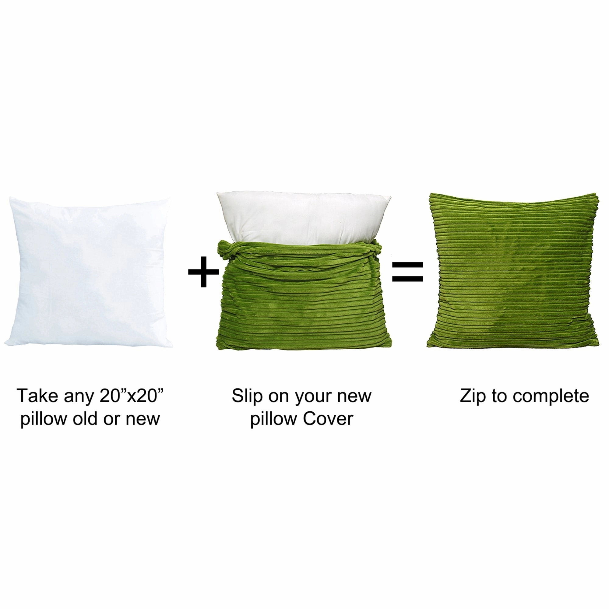 Ribbed Flanned 4 Pieces Pillow Shell Set, NO INSERT