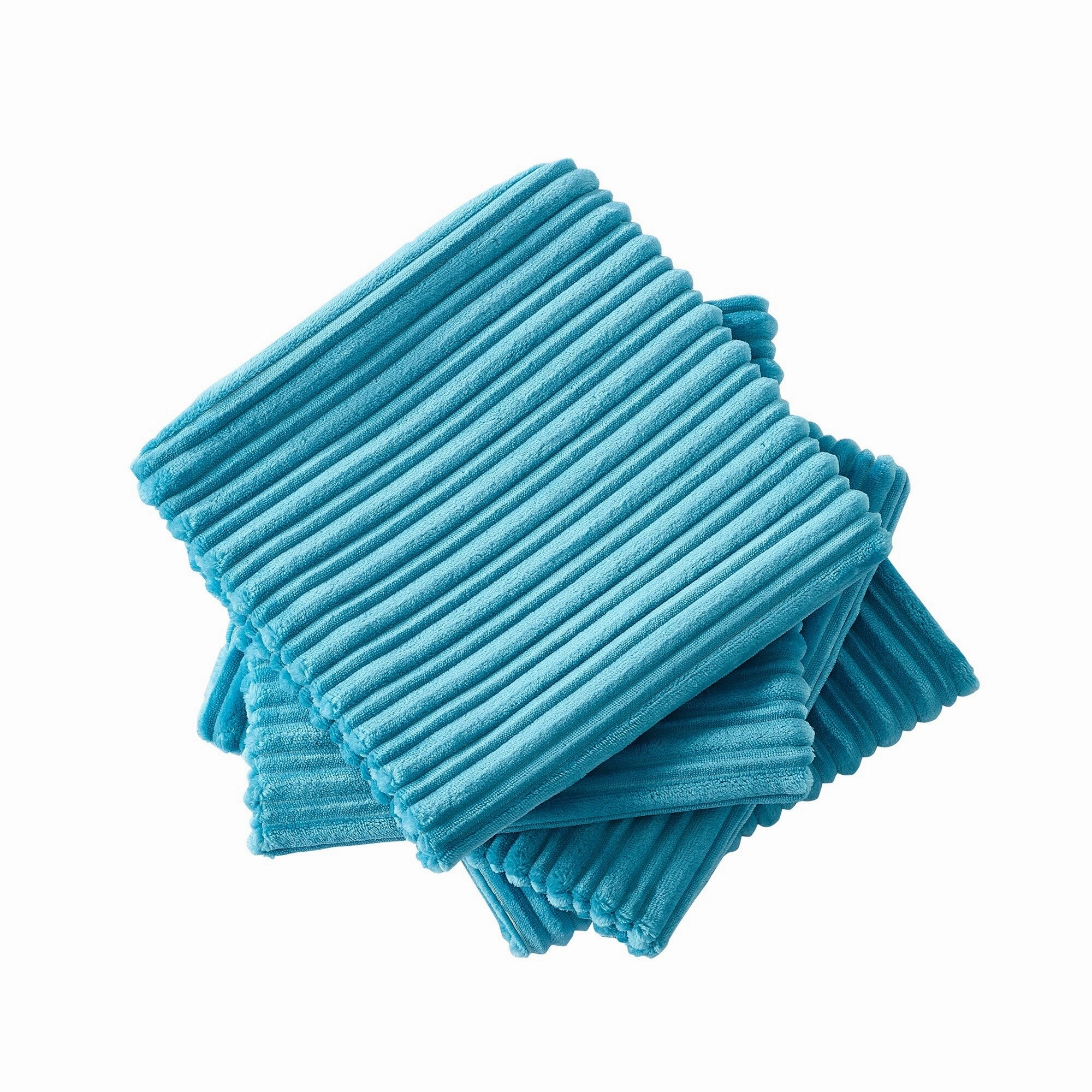 Ribbed Flanned 4 Pieces Pillow Shell Set, NO INSERT