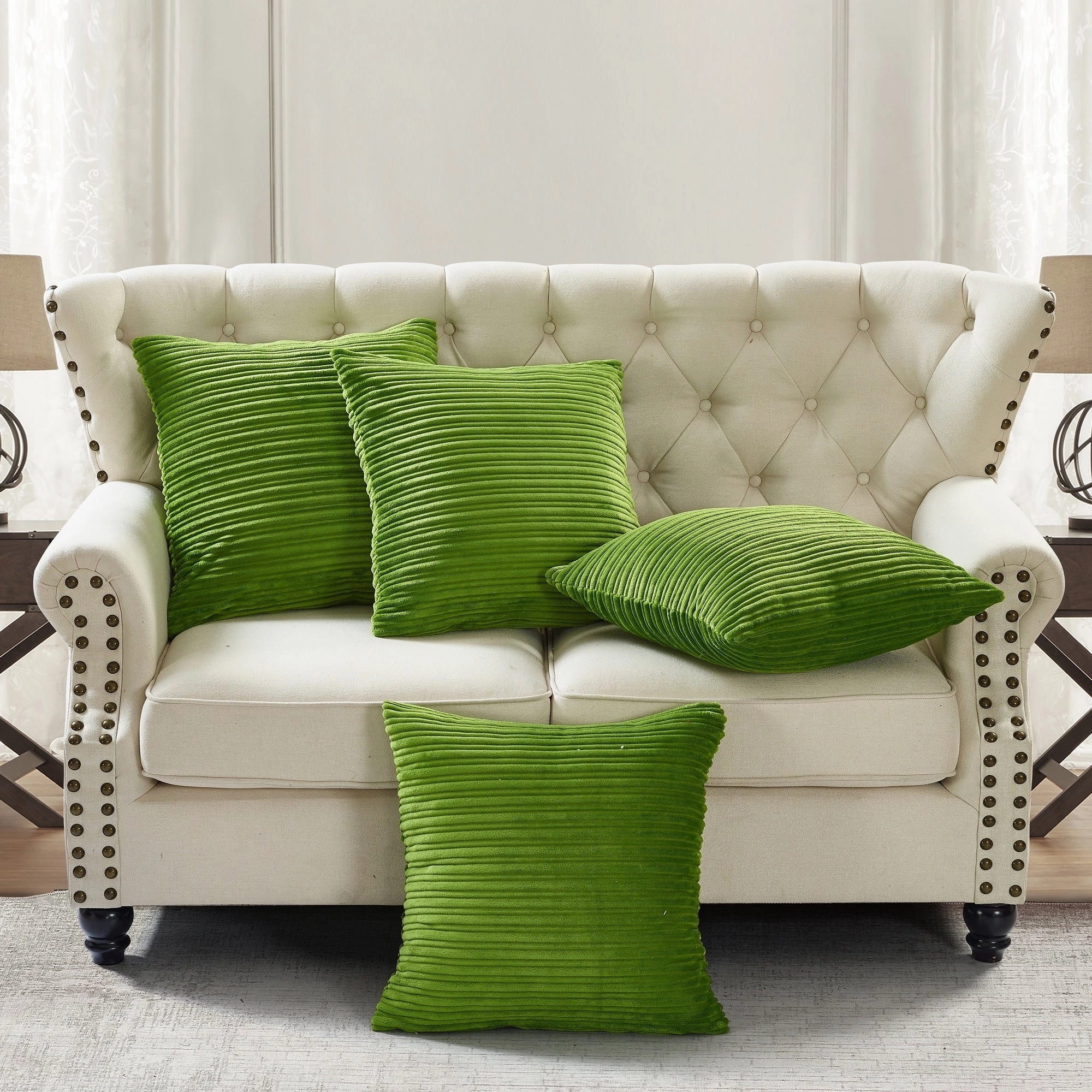 Ribbed Flanned 4 Pieces Pillow Shell Set, NO INSERT