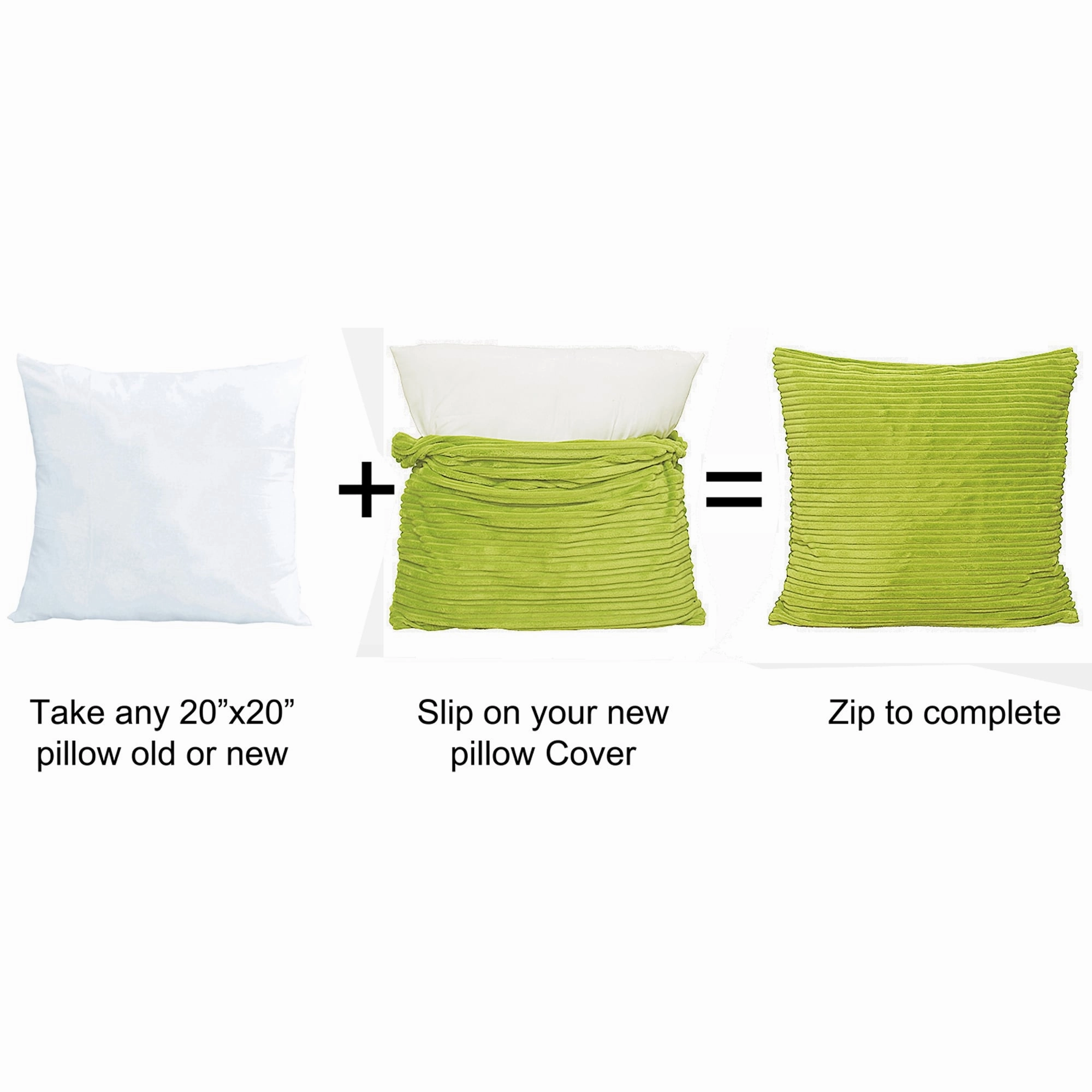 Ribbed Flanned 4 Pieces Pillow Shell Set, NO INSERT