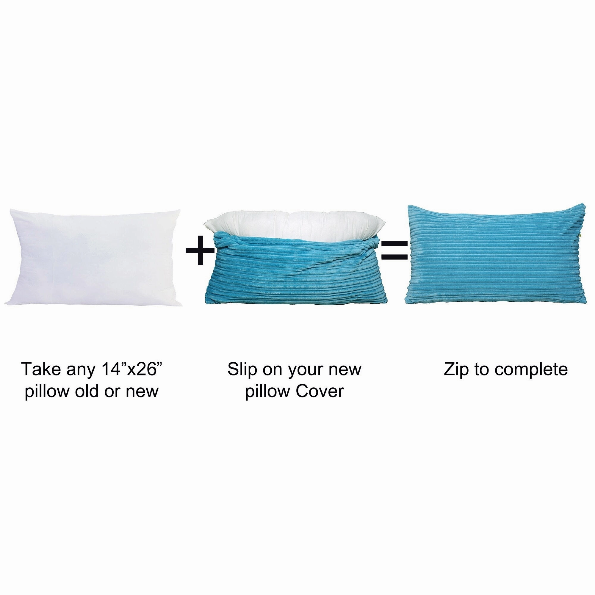Ribbed Flanned 4 Pieces Pillow Shell Set, NO INSERT