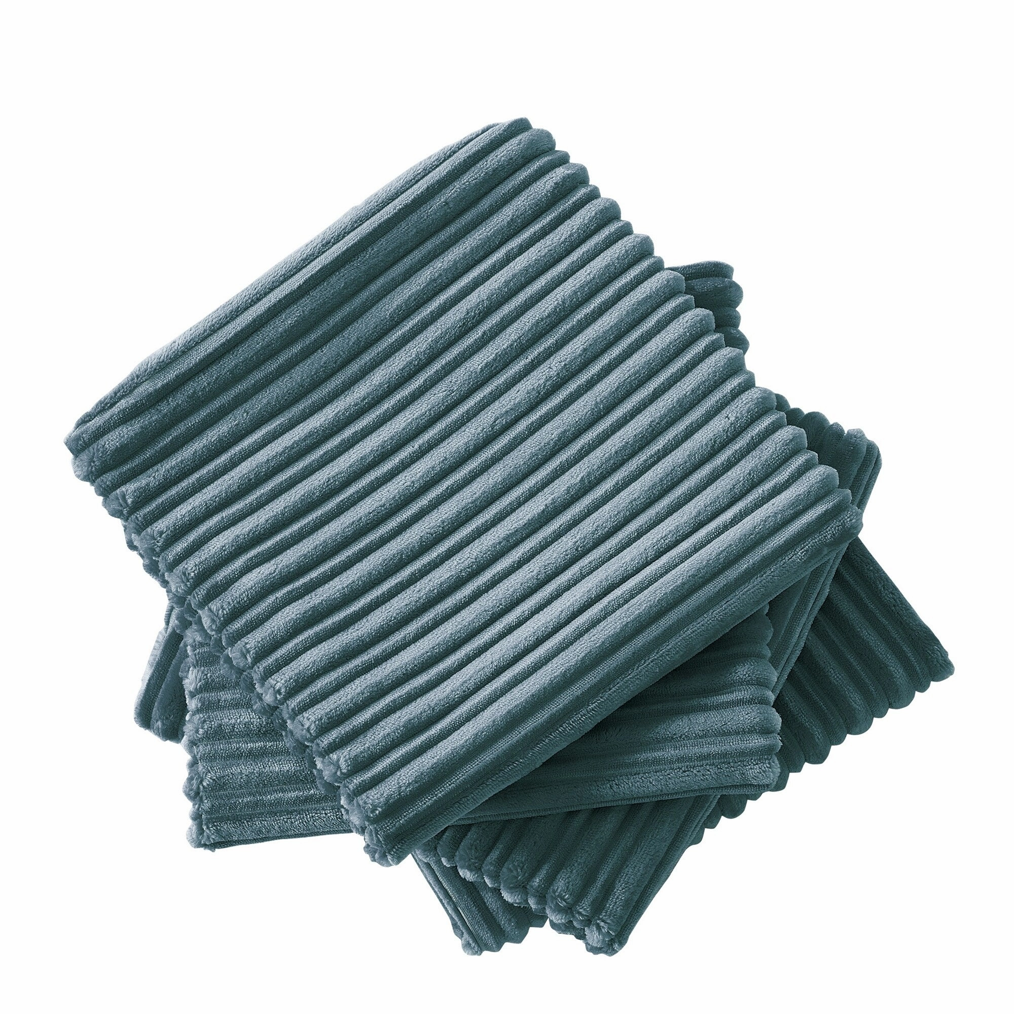 Ribbed Flanned 4 Pieces Pillow Shell Set, NO INSERT