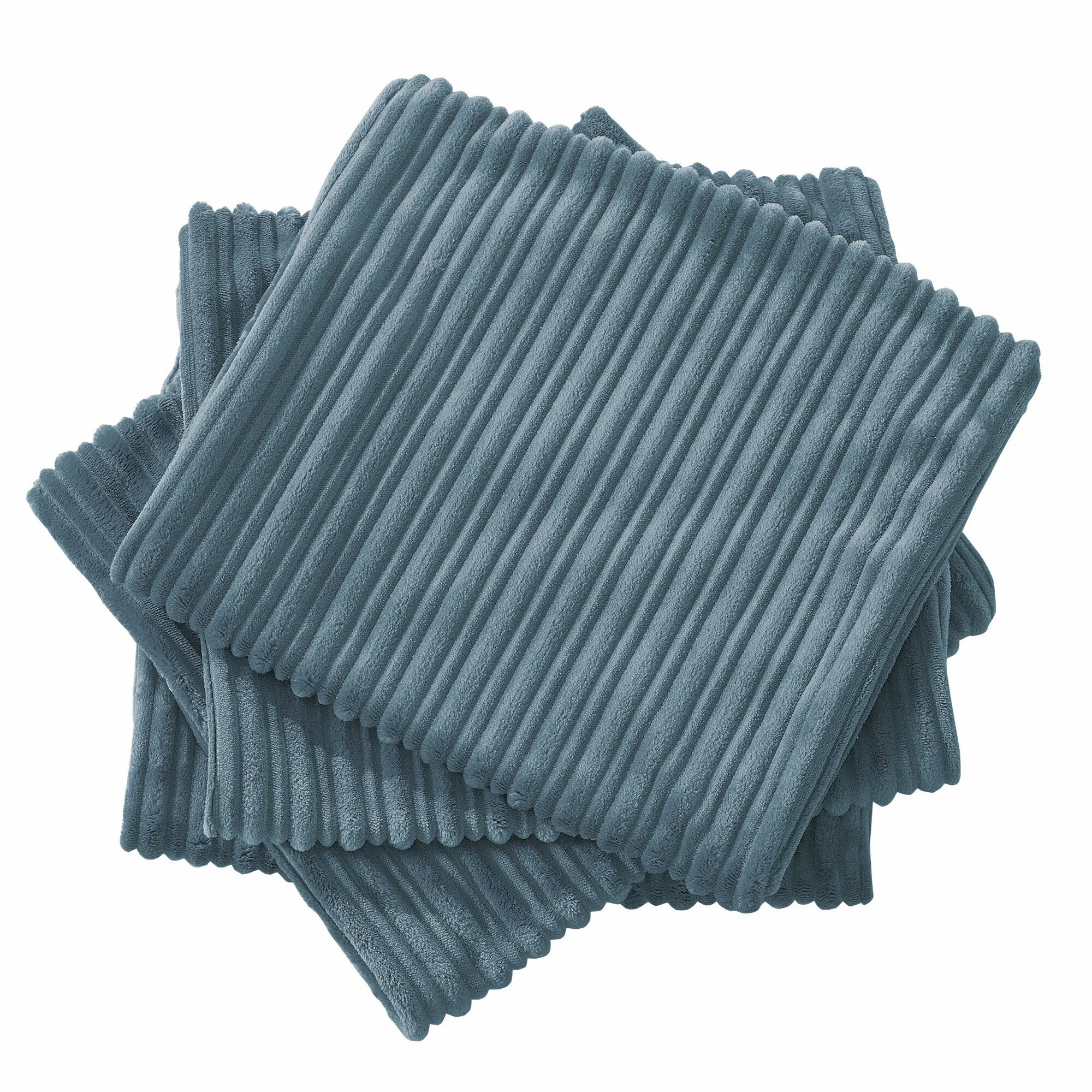 Ribbed Flanned 4 Pieces Pillow Shell Set, NO INSERT
