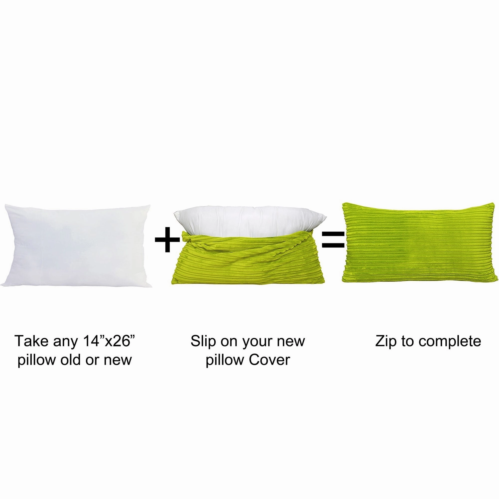 Ribbed Flanned 4 Pieces Pillow Shell Set, NO INSERT