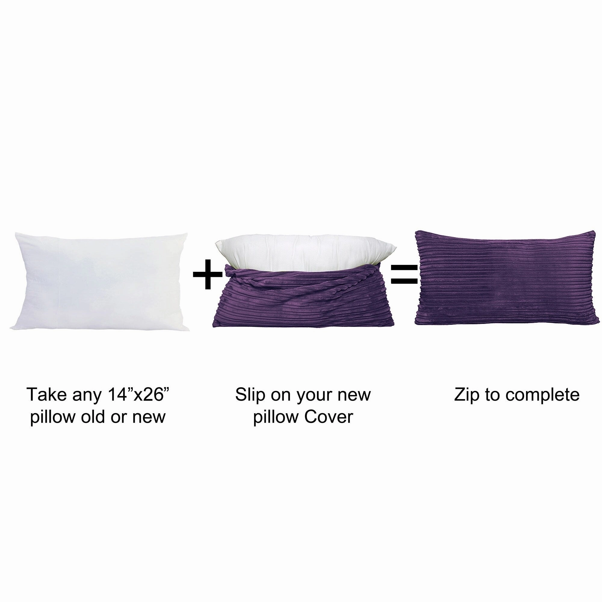 Ribbed Flanned 4 Pieces Pillow Shell Set, NO INSERT