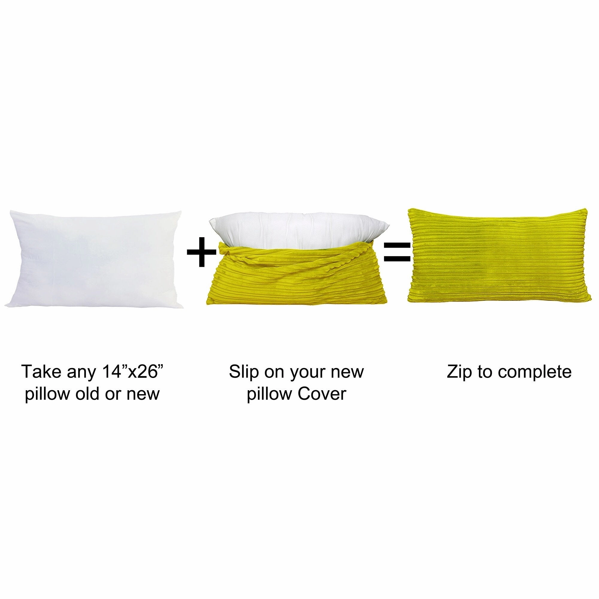 Ribbed Flanned 4 Pieces Pillow Shell Set, NO INSERT