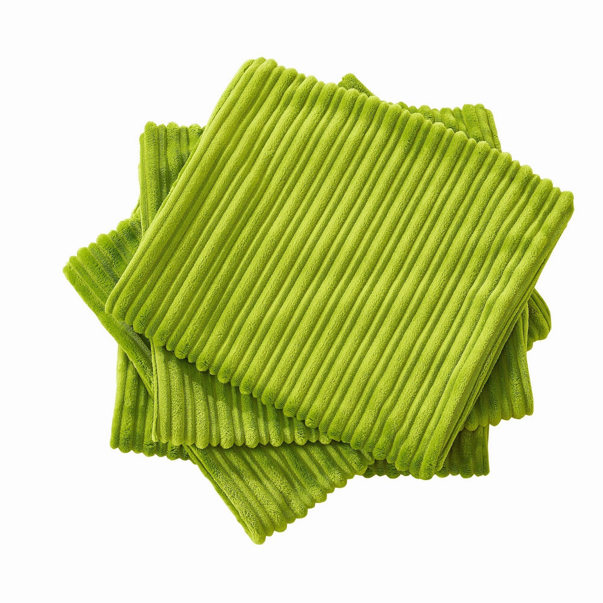 Ribbed Flanned 4 Pieces Pillow Shell Set, NO INSERT