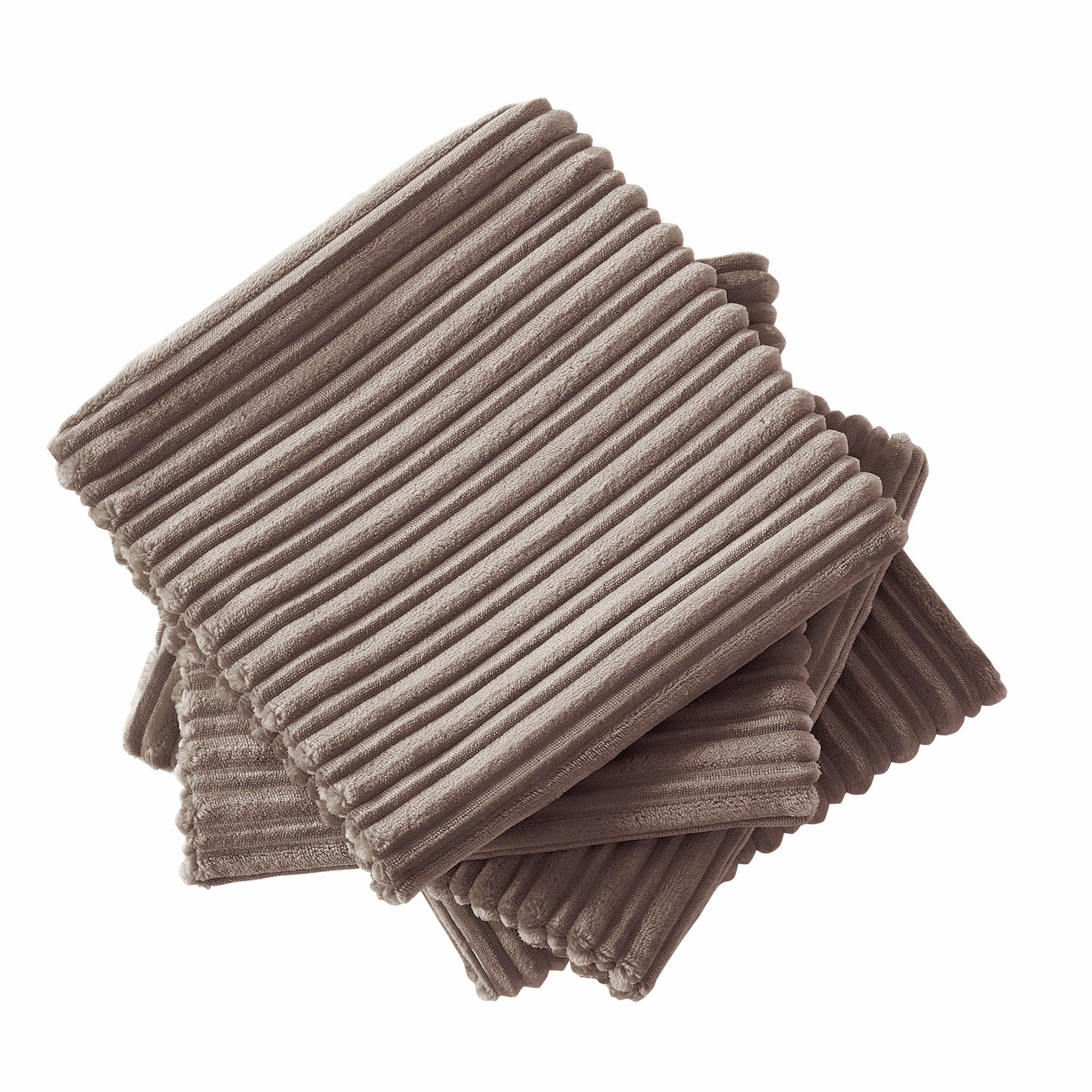 Ribbed Flanned 4 Pieces Pillow Shell Set, NO INSERT
