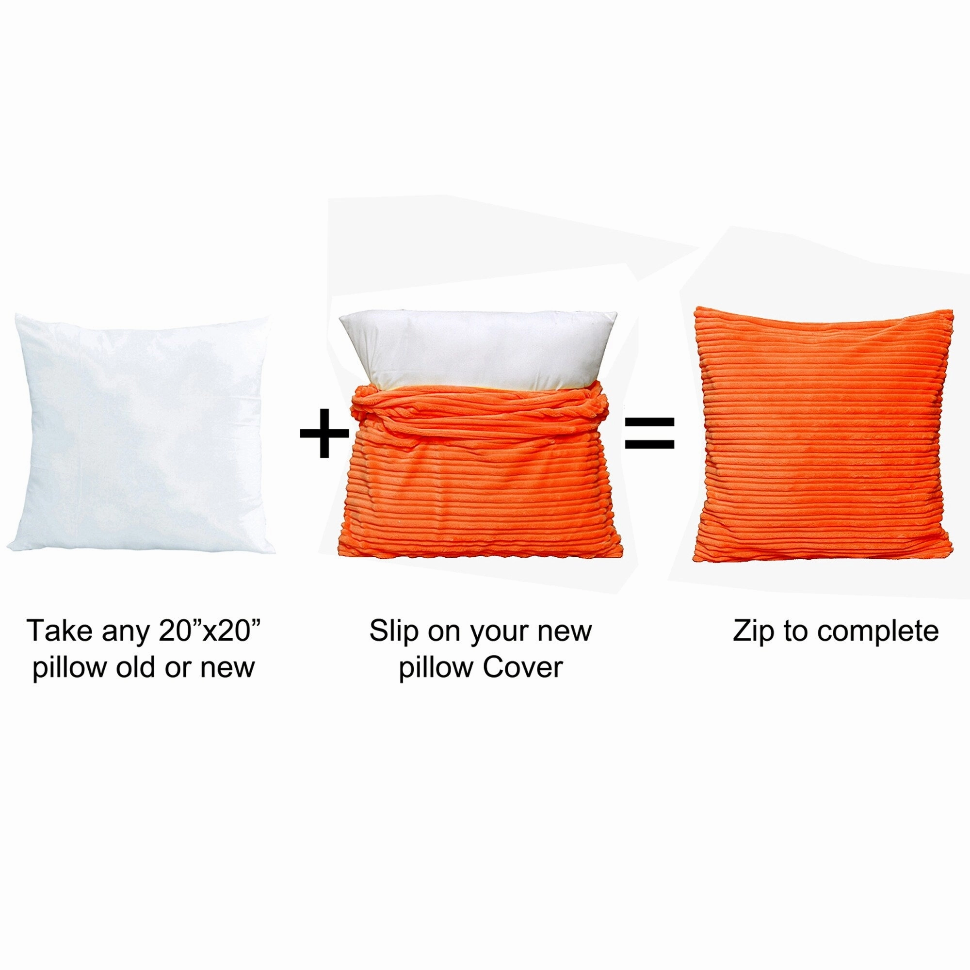 Ribbed Flanned 4 Pieces Pillow Shell Set, NO INSERT