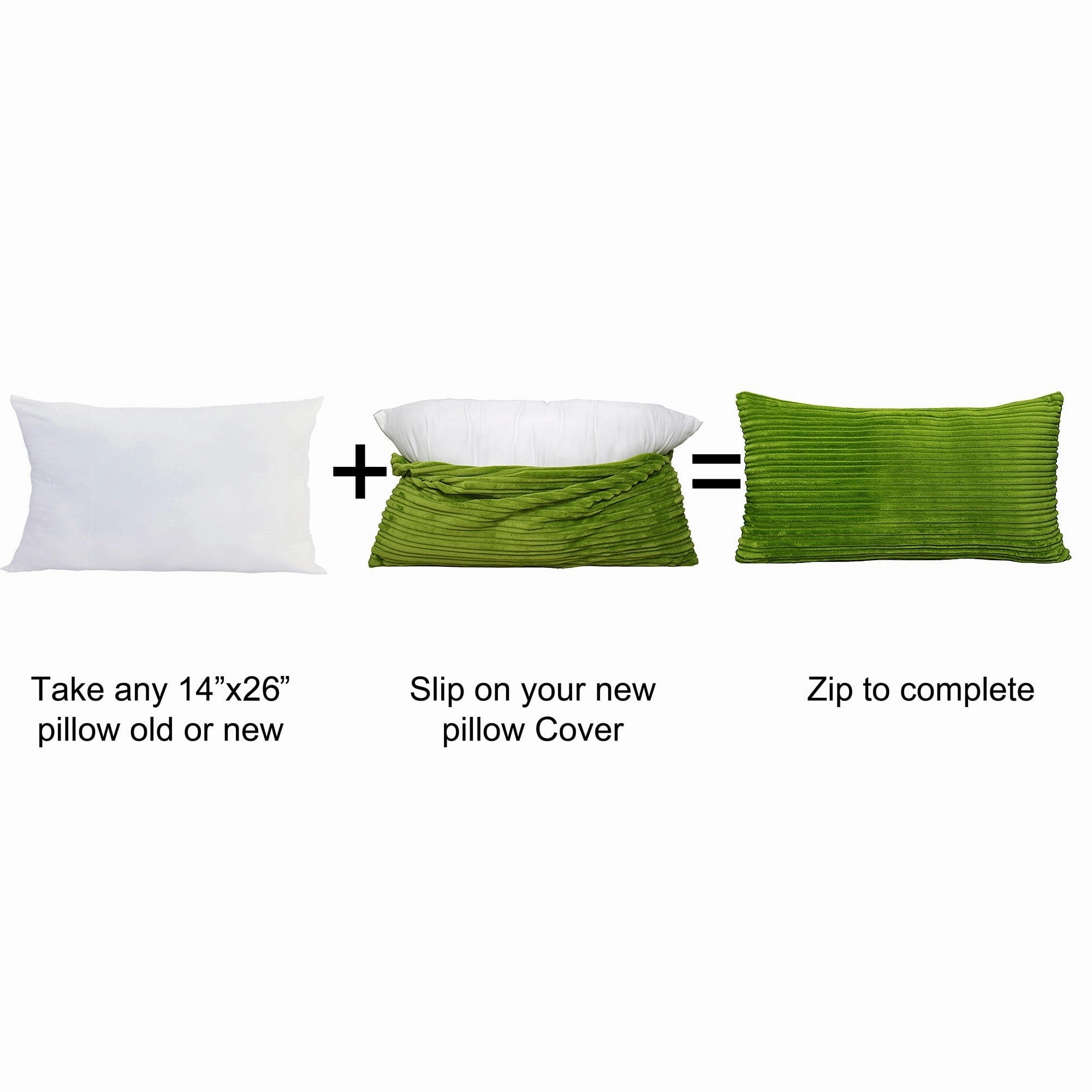 Ribbed Flanned 4 Pieces Pillow Shell Set, NO INSERT