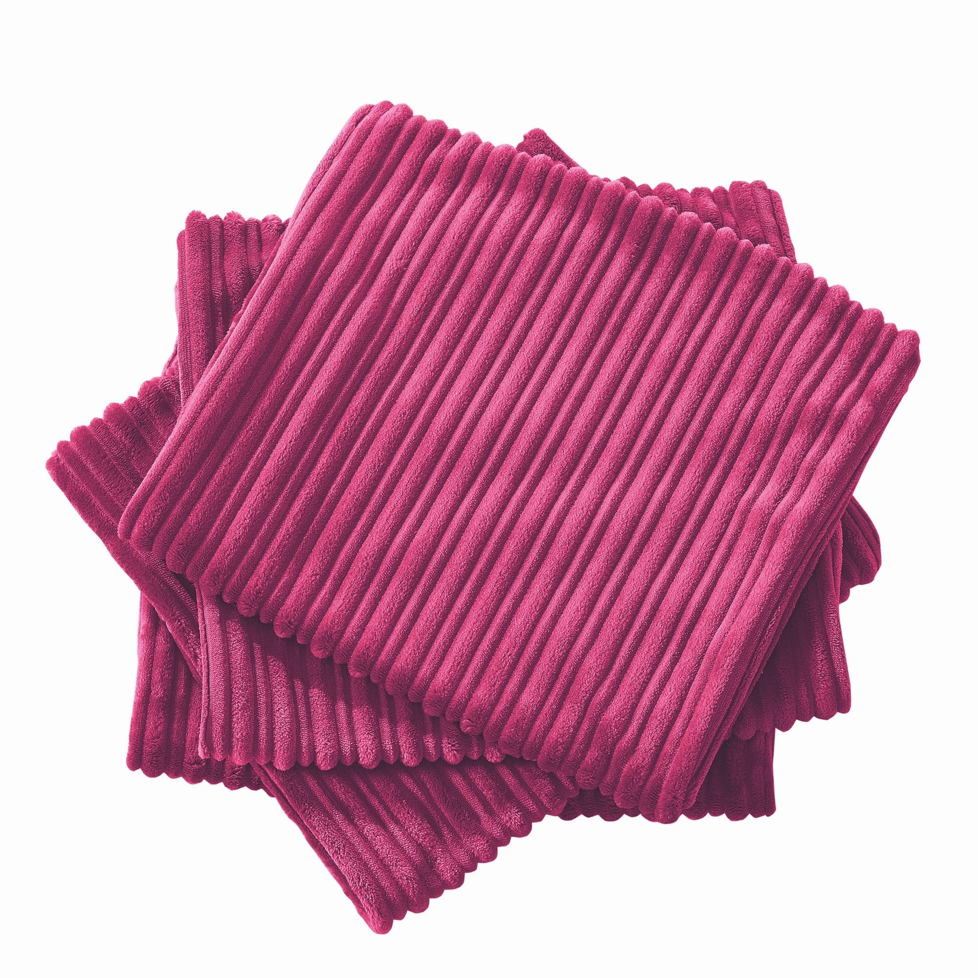 Ribbed Flanned 4 Pieces Pillow Shell Set, NO INSERT