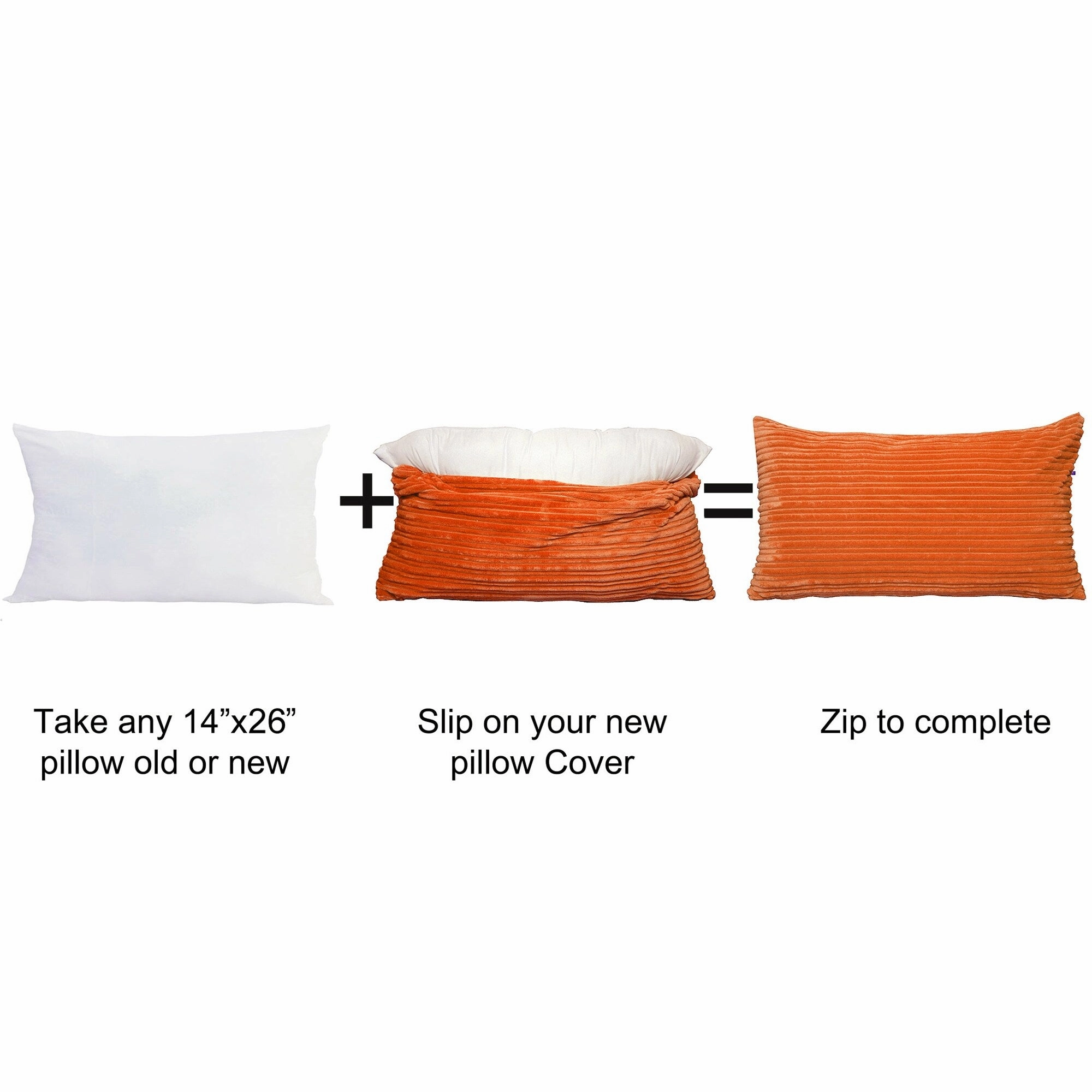 Ribbed Flanned 4 Pieces Pillow Shell Set, NO INSERT