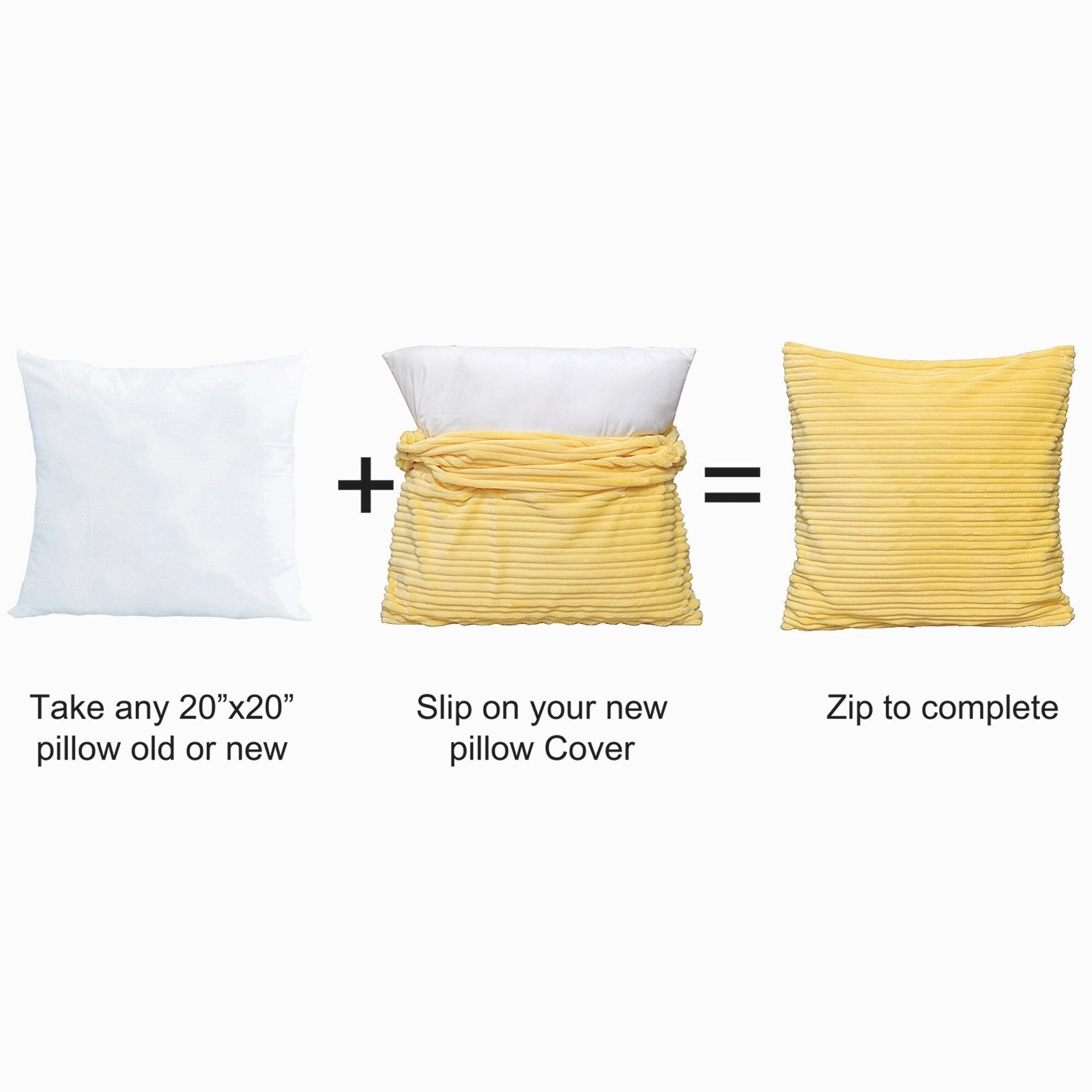 Ribbed Flanned 4 Pieces Pillow Shell Set, NO INSERT