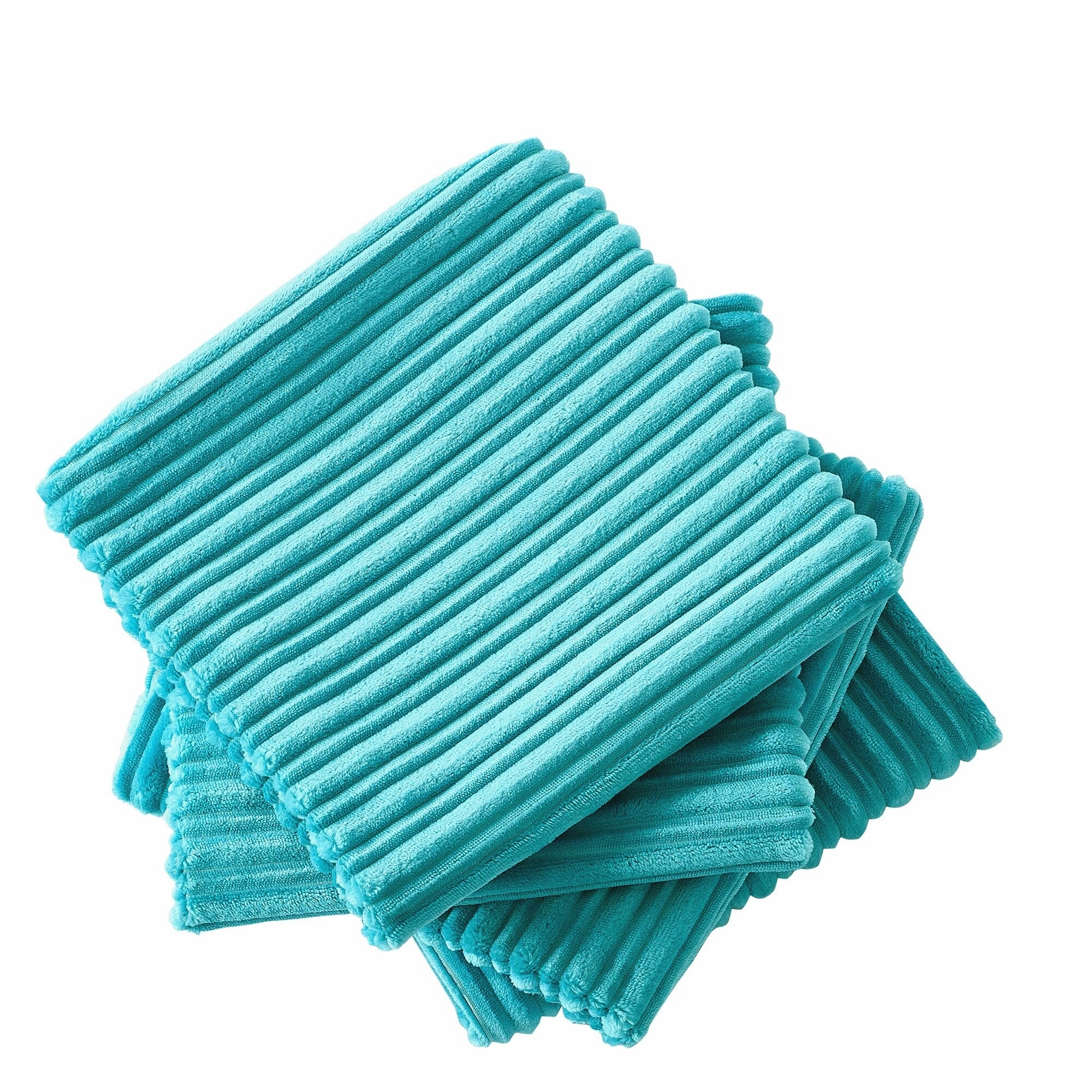 Ribbed Flanned 4 Pieces Pillow Shell Set, NO INSERT
