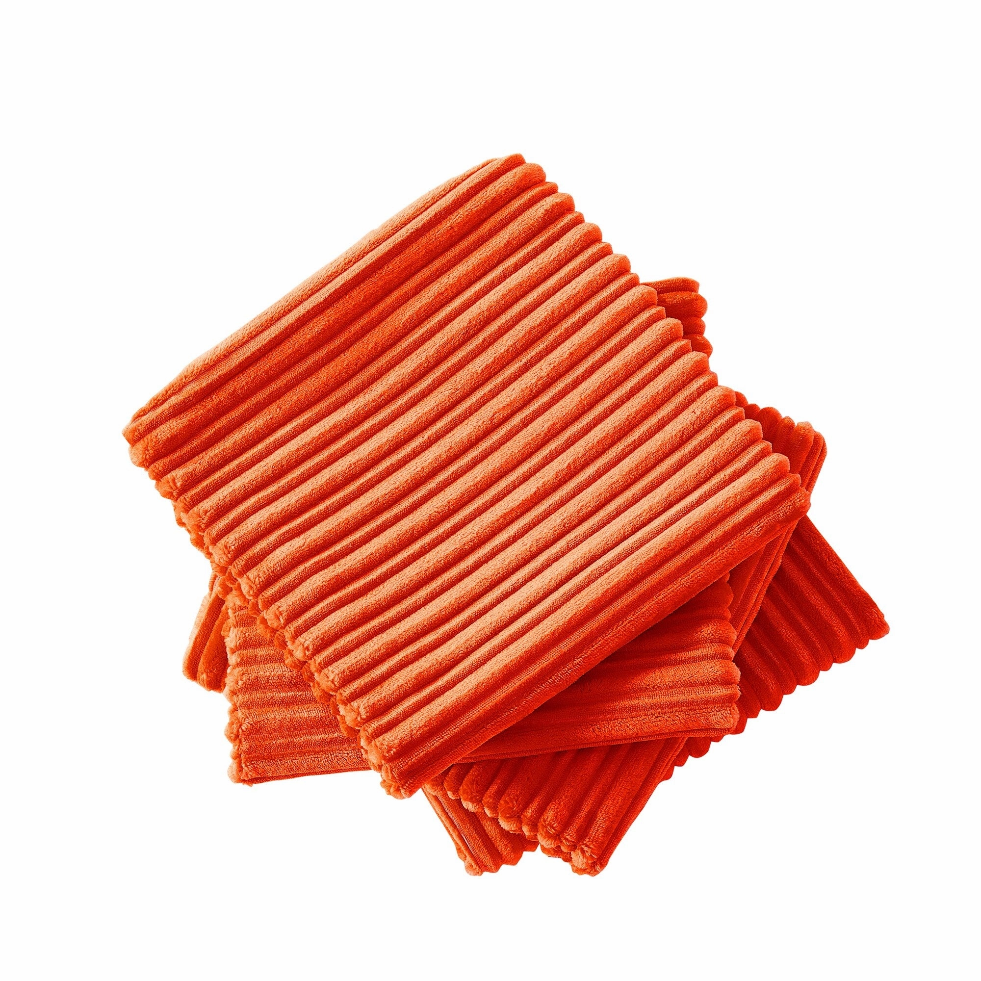 Ribbed Flanned 4 Pieces Pillow Shell Set, NO INSERT