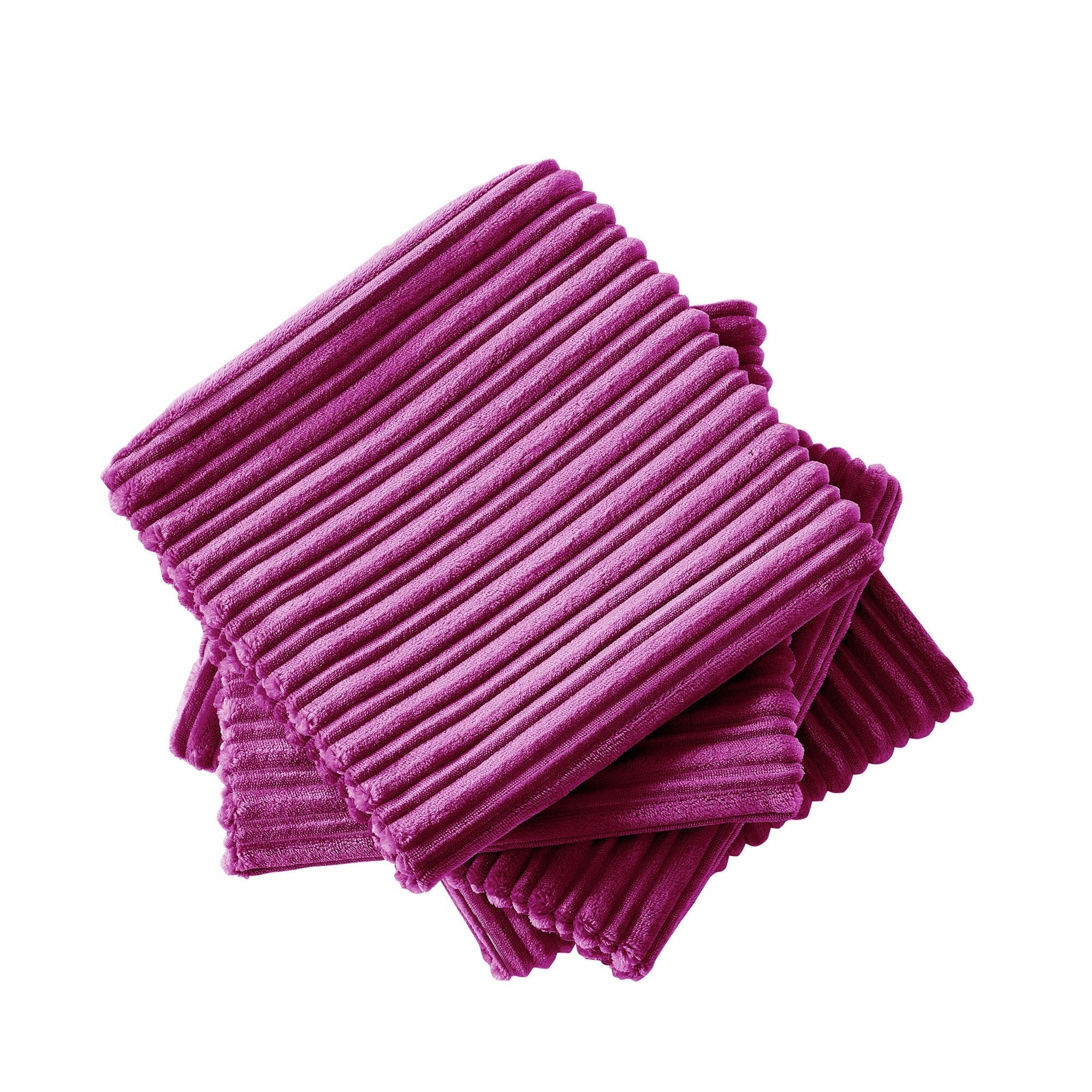 Ribbed Flanned 4 Pieces Pillow Shell Set, NO INSERT