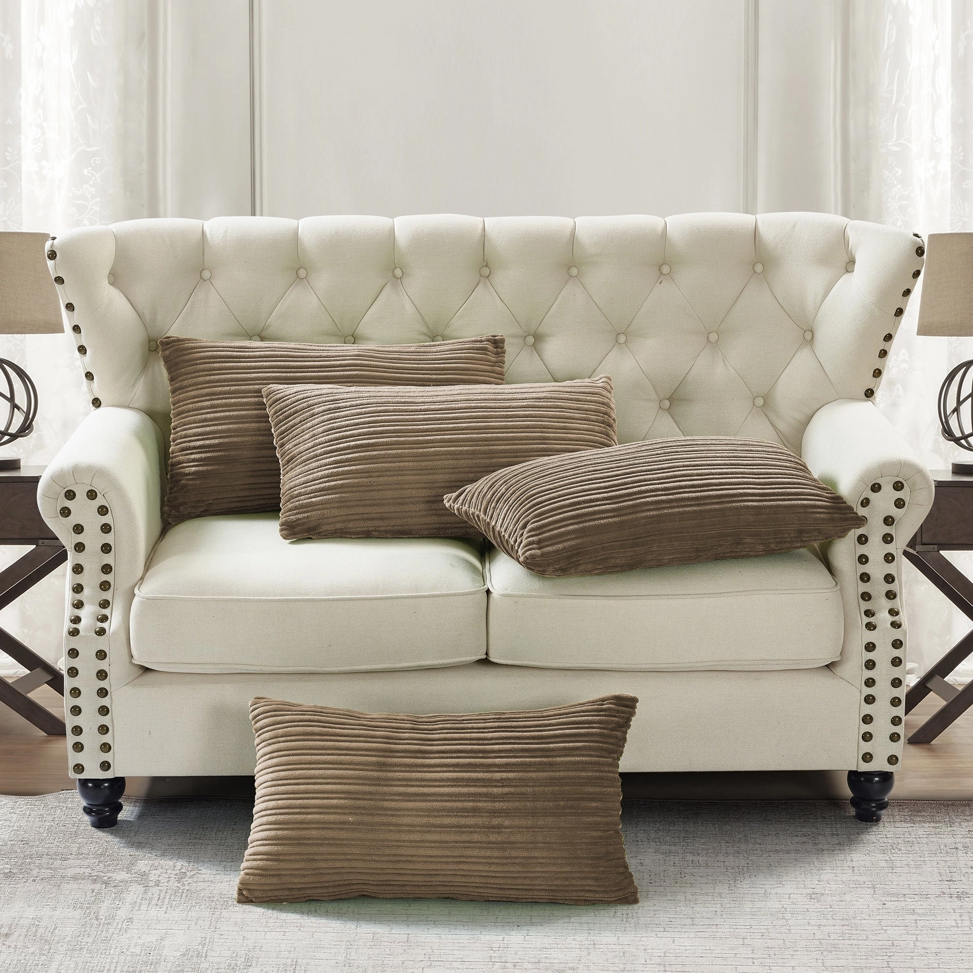 Ribbed Flanned 4 Pieces Pillow Shell Set, NO INSERT