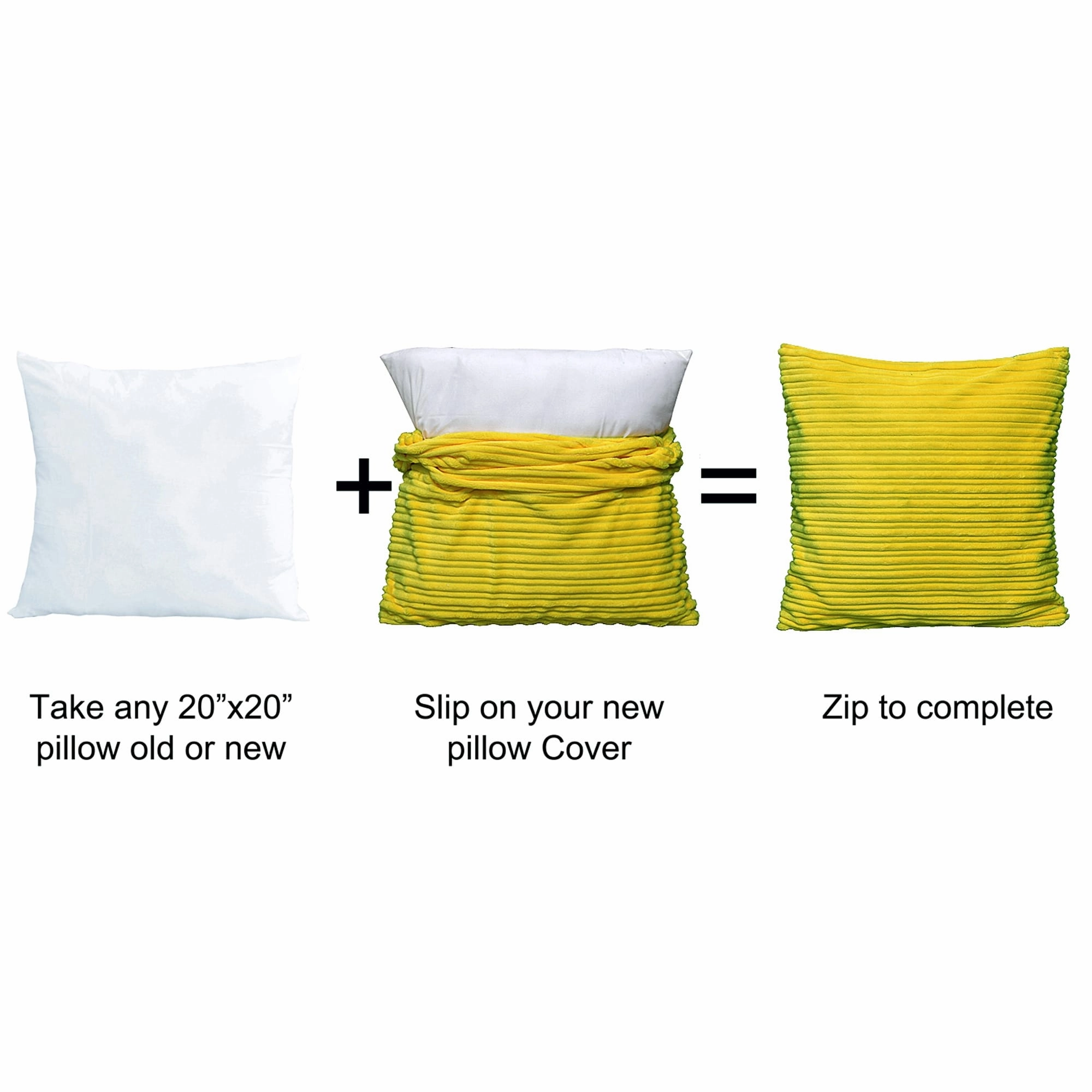 Ribbed Flanned 4 Pieces Pillow Shell Set, NO INSERT