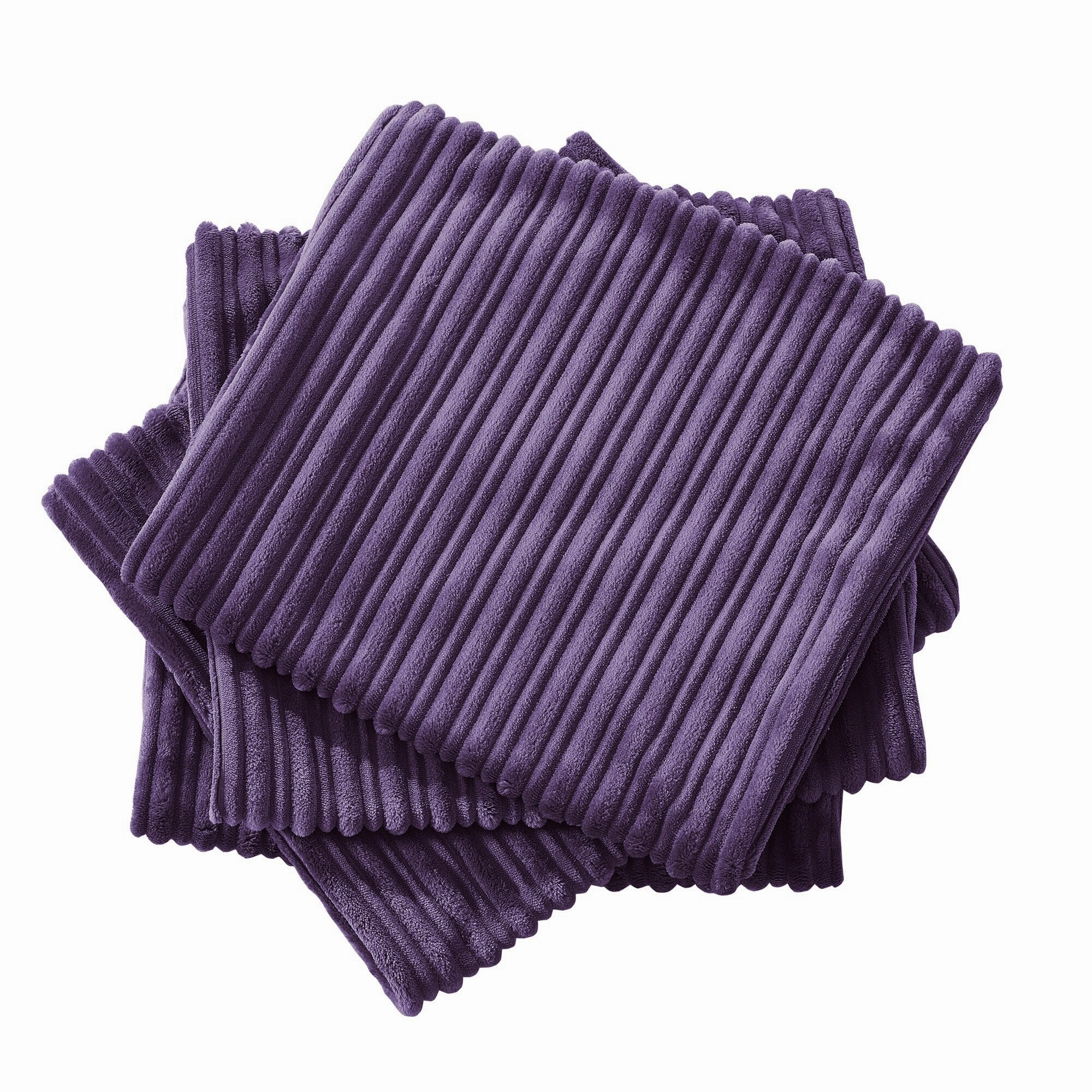 Ribbed Flanned 4 Pieces Pillow Shell Set, NO INSERT