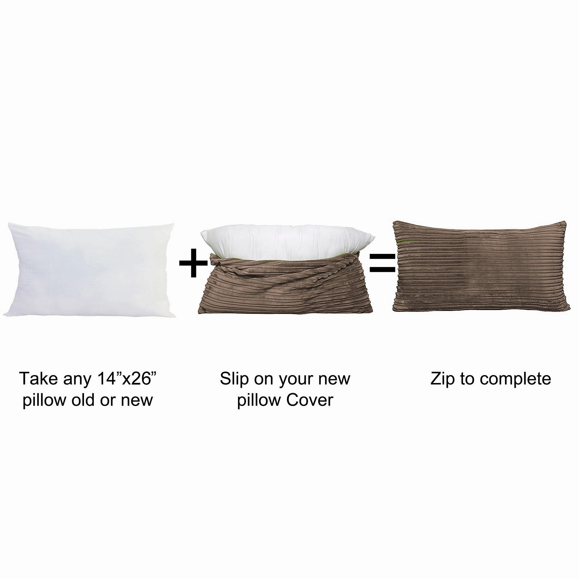 Ribbed Flanned 4 Pieces Pillow Shell Set, NO INSERT