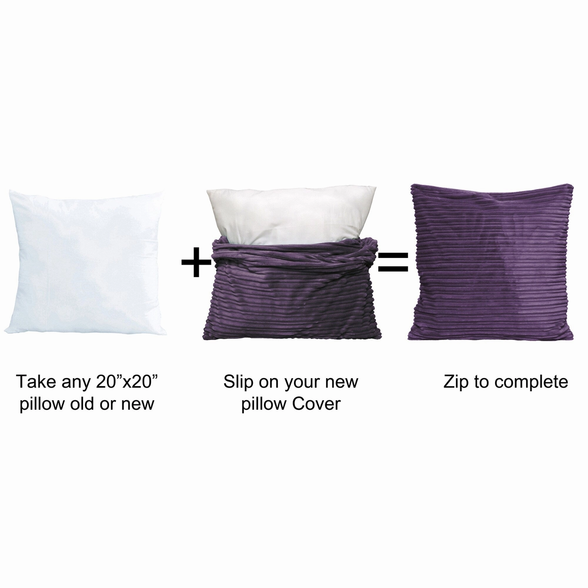 Ribbed Flanned 4 Pieces Pillow Shell Set, NO INSERT