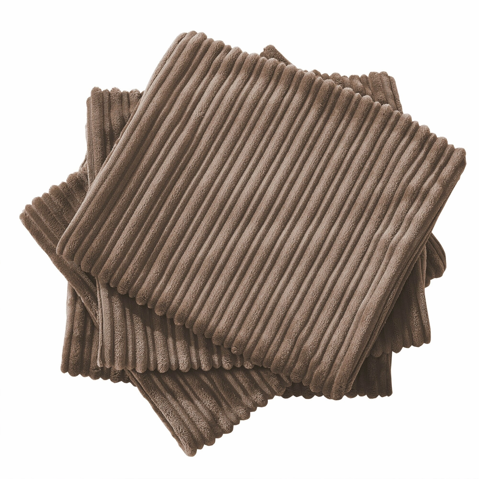 Ribbed Flanned 4 Pieces Pillow Shell Set, NO INSERT