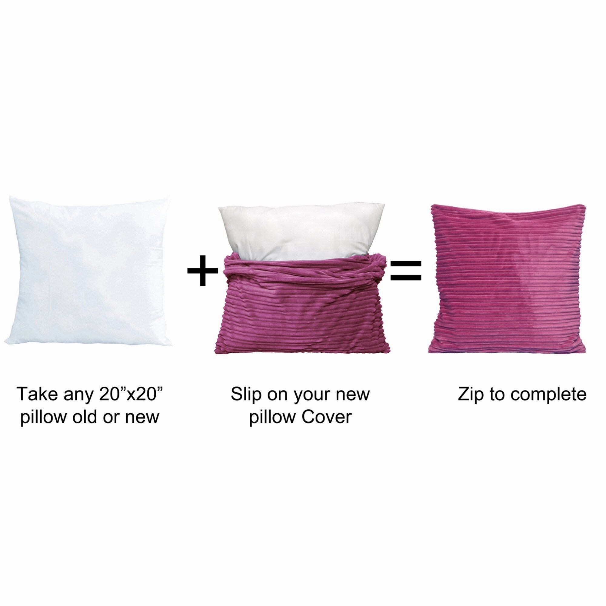 Ribbed Flanned 4 Pieces Pillow Shell Set, NO INSERT