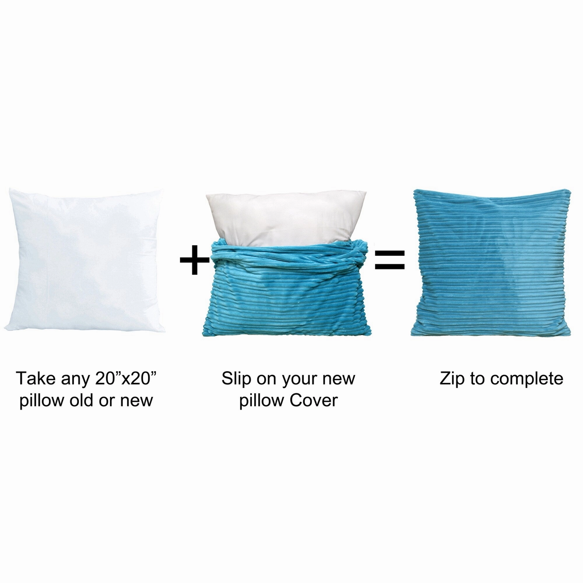 Ribbed Flanned 4 Pieces Pillow Shell Set, NO INSERT
