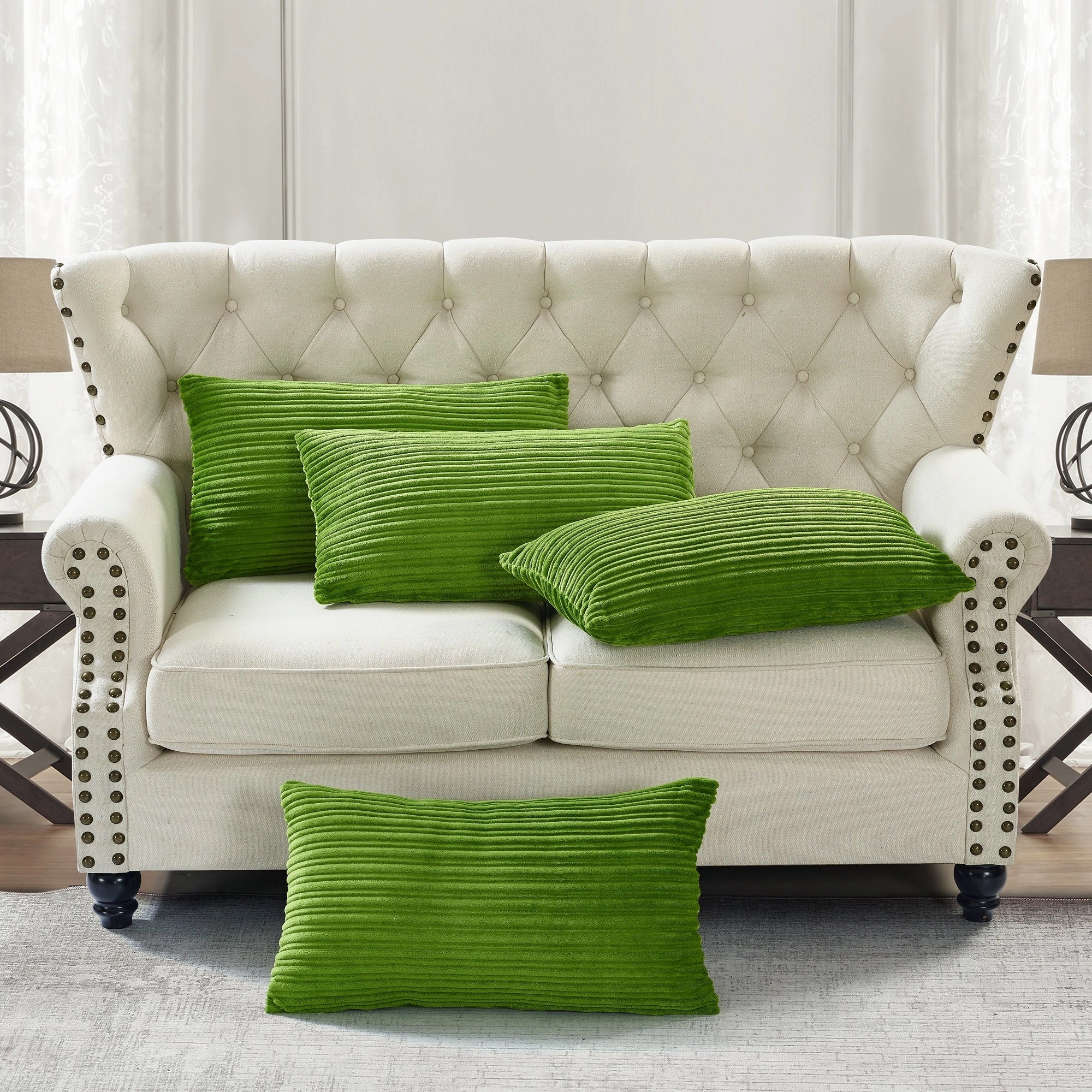 Ribbed Flanned 4 Pieces Pillow Shell Set, NO INSERT